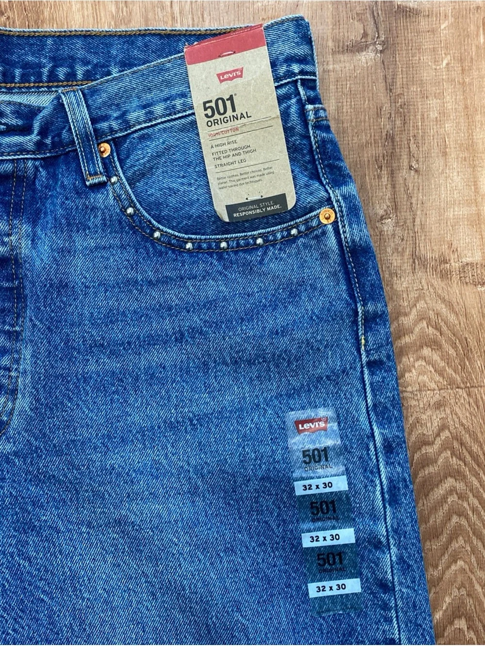Levi's 501 Original Jeans Mens 34x30 Blue Denim Straight Leg Medium Wash